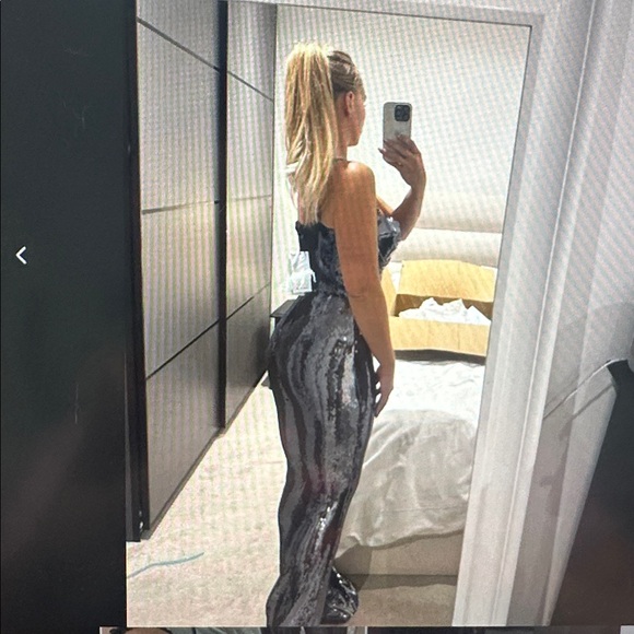 NADINE MERABI Beverly Silver Sequin Jumpsuit - Picture 11 of 12